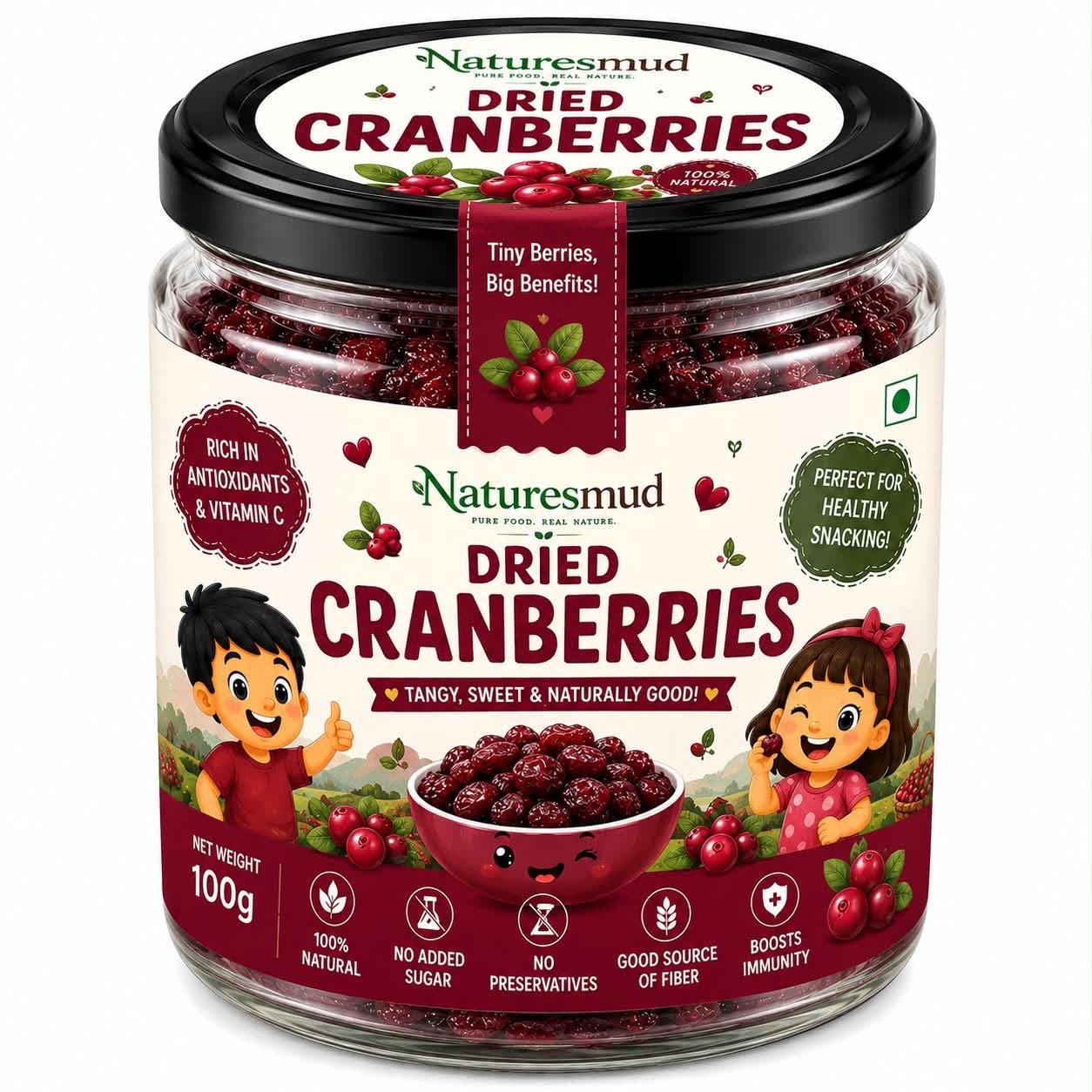 Natures Mud Dried Cranberry 100 Gm