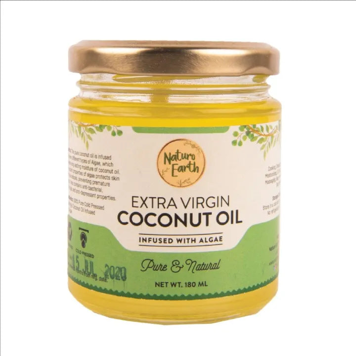 Naturo Earth Organic Cold Pressed Extra Virgin Coconut Oil With Algae 180Ml