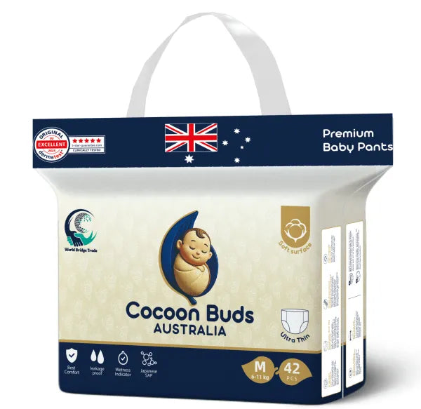 Cocoon Buds Australian Diapers M - Soft & Leak-Proof | 42 Pcs